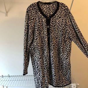 Black and white long sweater.